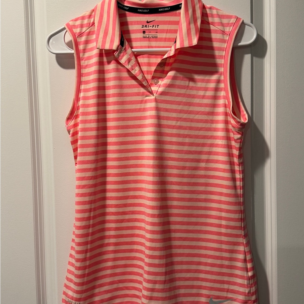Nike Golf Pink/Coral Sleeveless Polo Tank Top